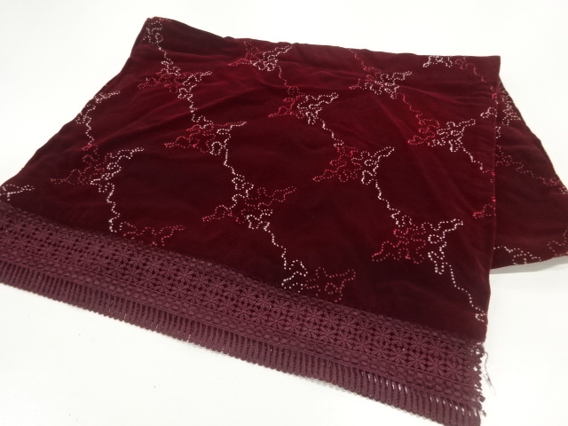 JAPANESE SHAWL / VELVET / LACE / EMBROIDERY / FLOWER